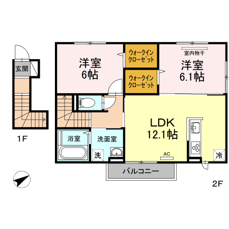 【赤磐市高屋のアパートの間取り】