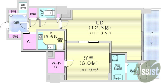 仙台市青葉区大手町のマンションの間取り