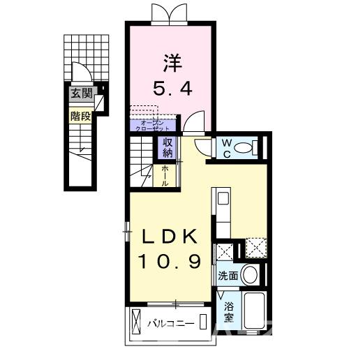 坂出市常盤町のアパートの間取り