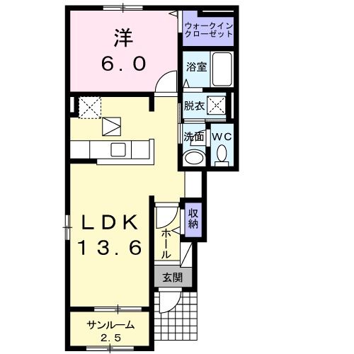 太田市新田小金井町のアパートの間取り