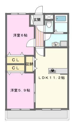 フルール・イル・三つ梅の間取り