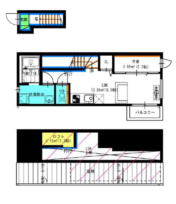 清須市西枇杷島町西六軒のアパートの間取り