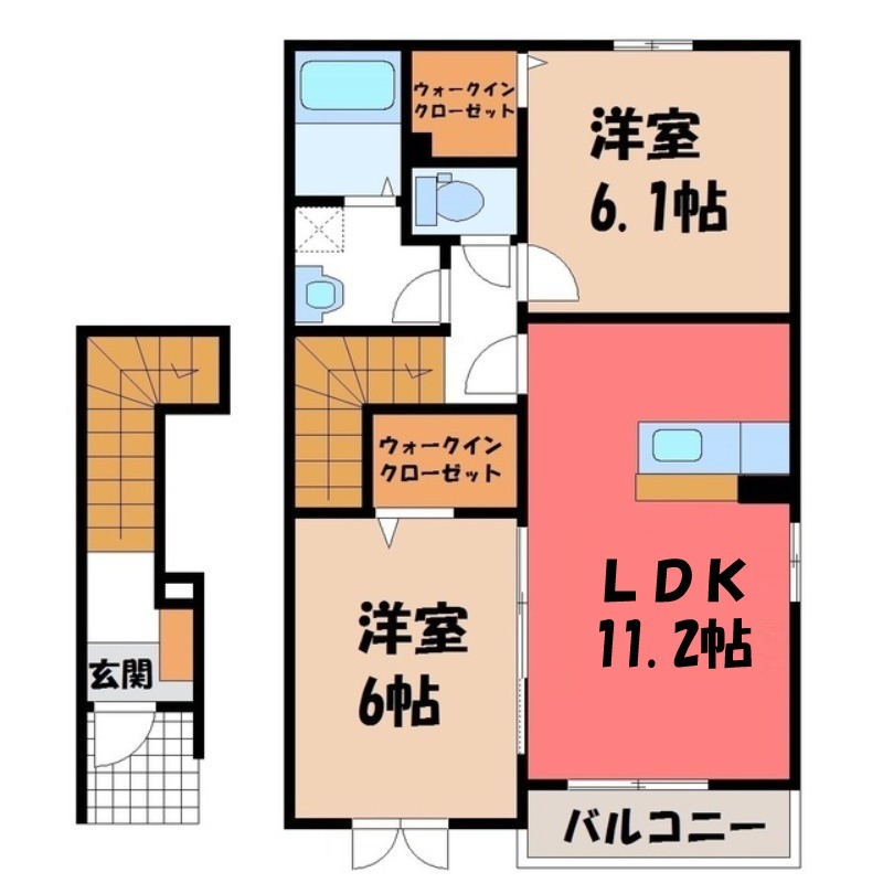 深谷市永田のアパートの間取り