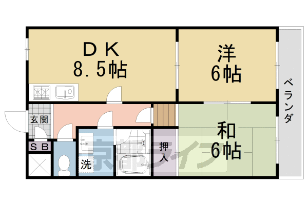 京都市伏見区竹田真幡木町のマンションの間取り