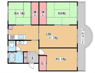 鈴蘭台ハウス３号棟の間取り