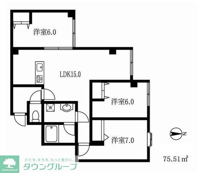 都営浅草線 馬込駅 徒歩5分 11階建 築40年の間取り写真