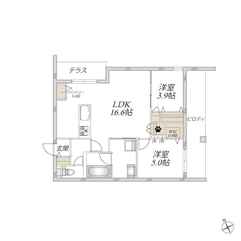 WING TOWA MAISONの間取り写真