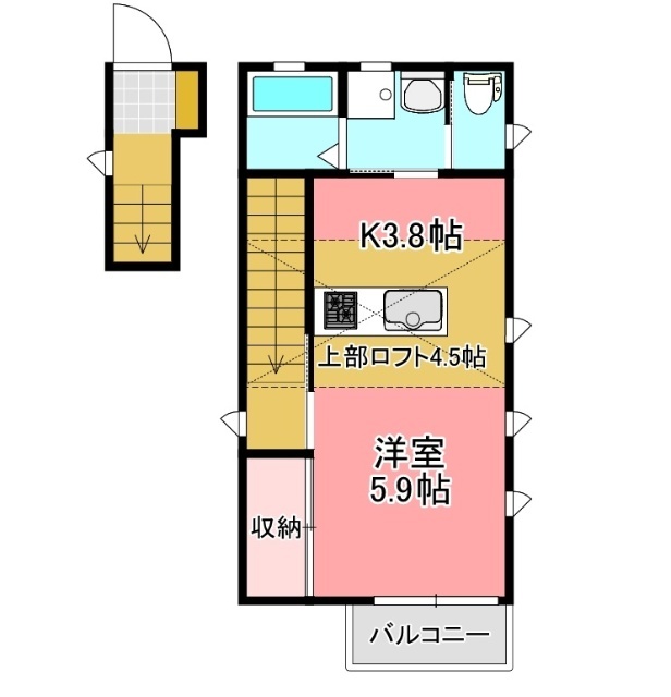 明石市桜町のアパートの間取り