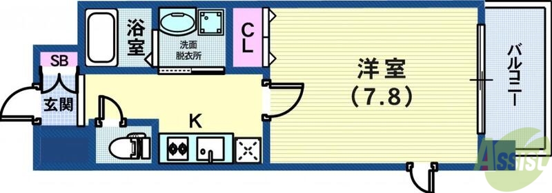 神戸市中央区御幸通のマンションの間取り