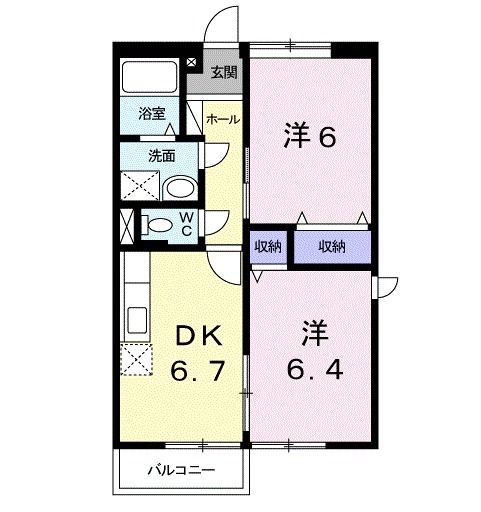 太田市東新町のアパートの間取り