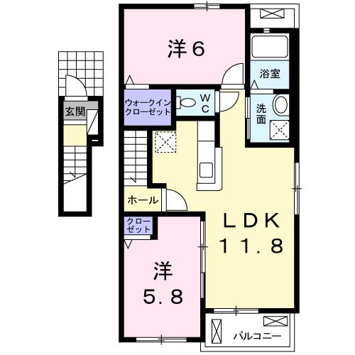 東かがわ市中筋のアパートの間取り