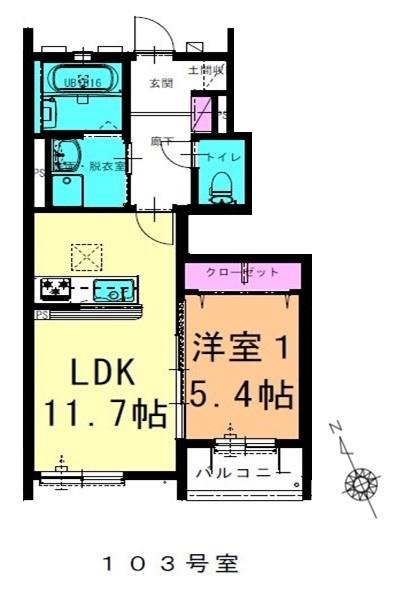 岡崎市中園町のアパートの間取り