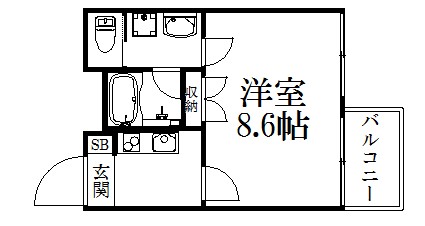 京都市下京区西七条赤社町のマンションの間取り