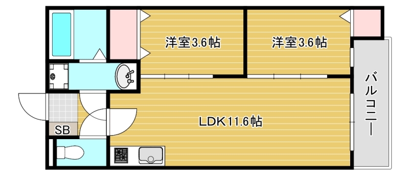 大阪市住之江区西住之江のアパートの間取り