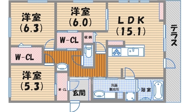 ルクリアB棟の間取り