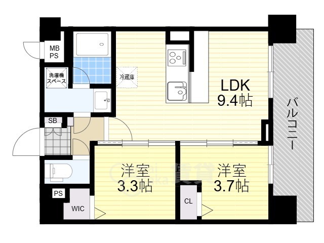 茨木市天王のマンションの間取り