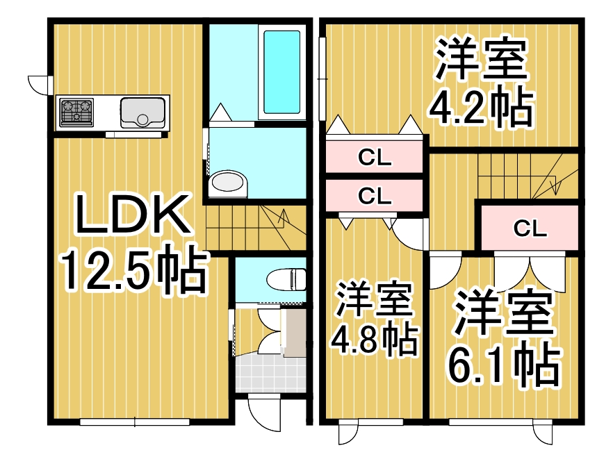 千歳市富丘のアパートの間取り