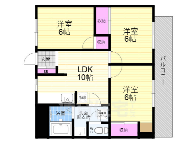 京都市南区上鳥羽苗代町のマンションの間取り