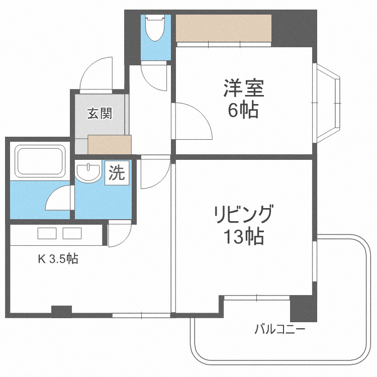 札幌市中央区南十三条西のマンションの間取り