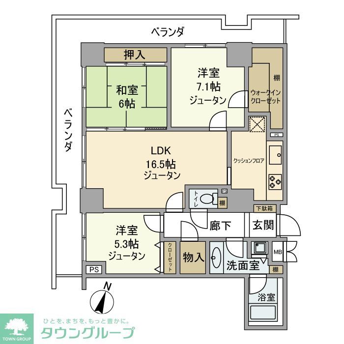 さいたま市中央区上落合のマンションの間取り