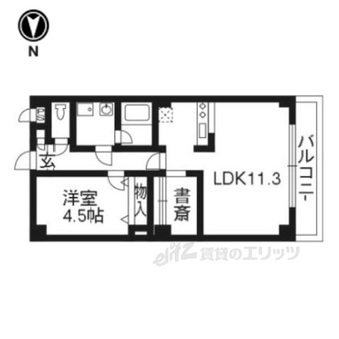 京都市右京区梅津石灘町のマンションの間取り