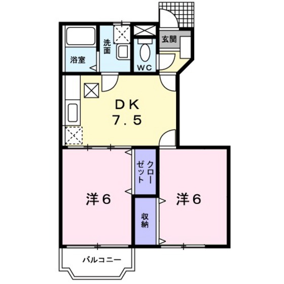 岡山市東区南古都のアパートの間取り