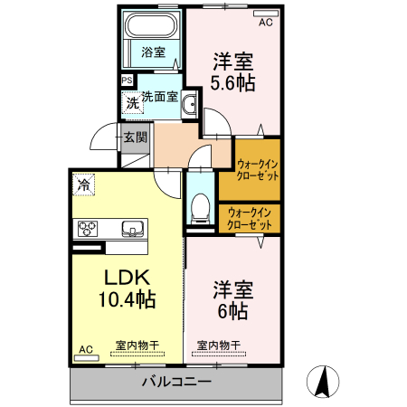 山口市小郡給領町のアパートの間取り