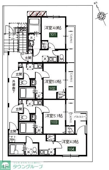 さいたま市見沼区東大宮のアパートの間取り