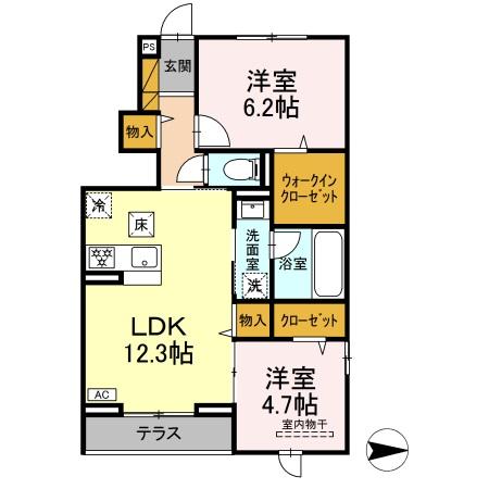 （仮称）東船橋3丁目　KY　D-ROOMの間取り