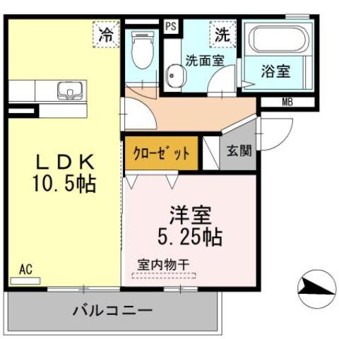 尾道市高須町のアパートの間取り