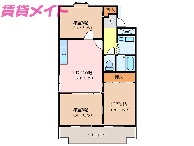 伊勢市御薗町高向のマンションの間取り