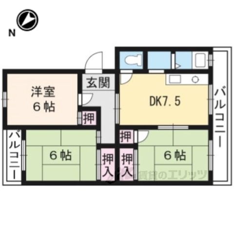 大津市大萱のマンションの間取り