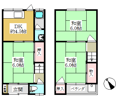 【上ケ原九番町　テラスハウスの間取り】