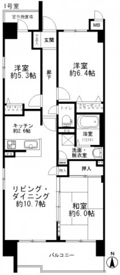 広島市安佐南区長束のマンションの間取り