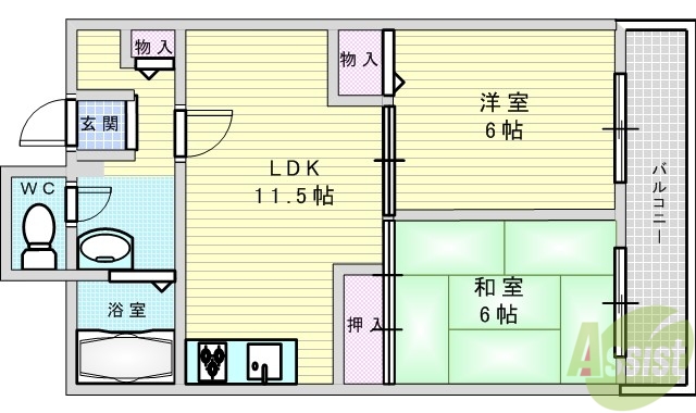 吹田市山田東のマンションの間取り