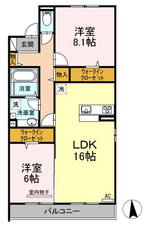 福山市大門町のアパートの間取り