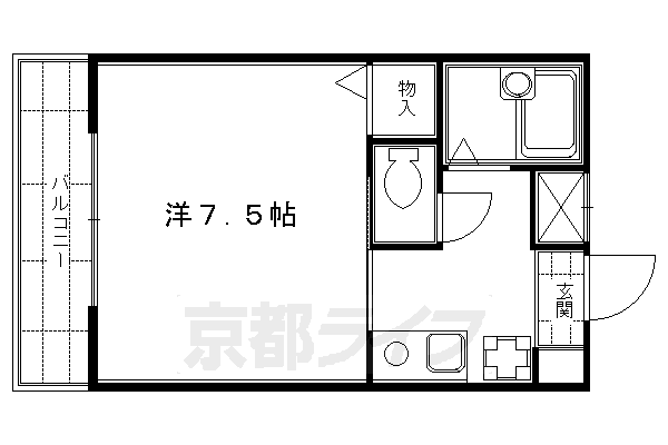 京都市中京区三坊猪熊町南組のマンションの間取り