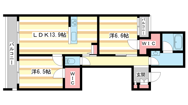 橿原市新賀町のアパートの間取り