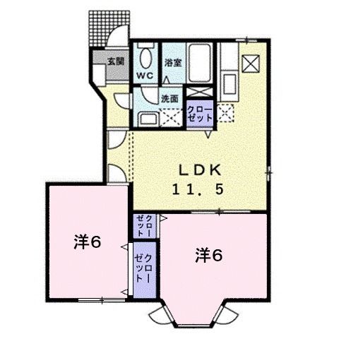 福山市新涯町のアパートの間取り