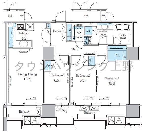 HARUMI　FLAG　PORT　VILLAGE　Ｂ棟の間取り