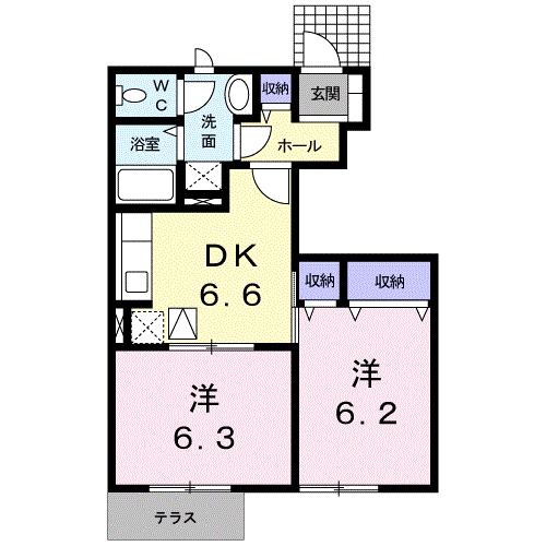 津山市志戸部のアパートの間取り