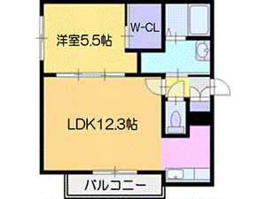 江別市牧場町のアパートの間取り