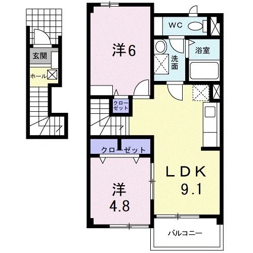 嘉麻市上臼井のアパートの間取り