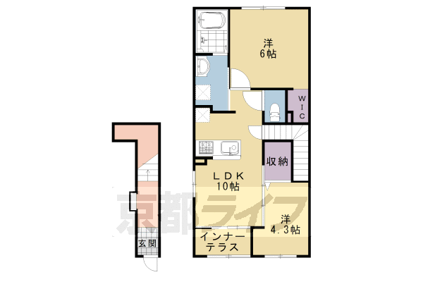 京都市西京区下津林大般若町のアパートの間取り