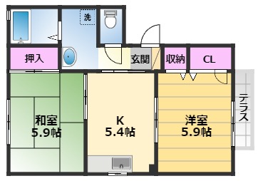 花水木タウンD棟の間取り