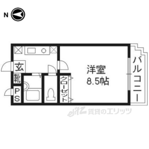 京都市左京区高野東開町のマンションの間取り