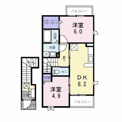 須賀川市八幡山のアパートの間取り