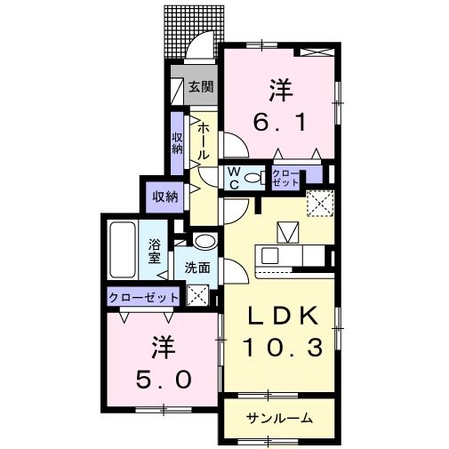 宇部市大字東岐波のアパートの間取り