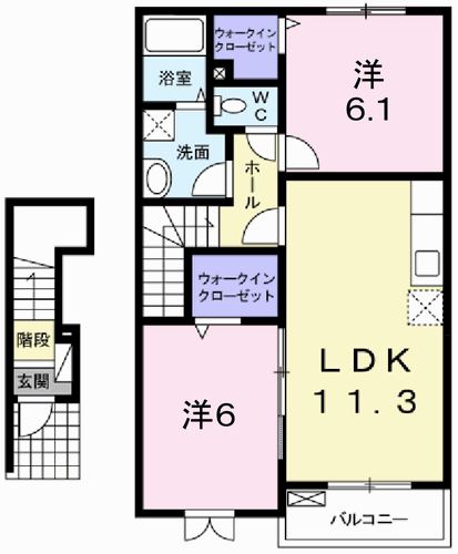 揖保郡太子町馬場のアパートの間取り