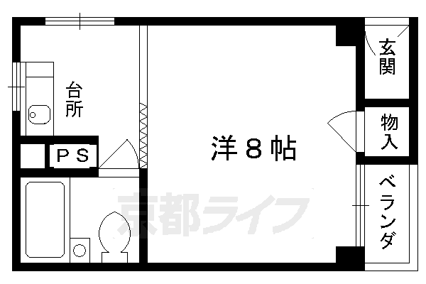 京都市東山区上梅屋町のマンションの間取り